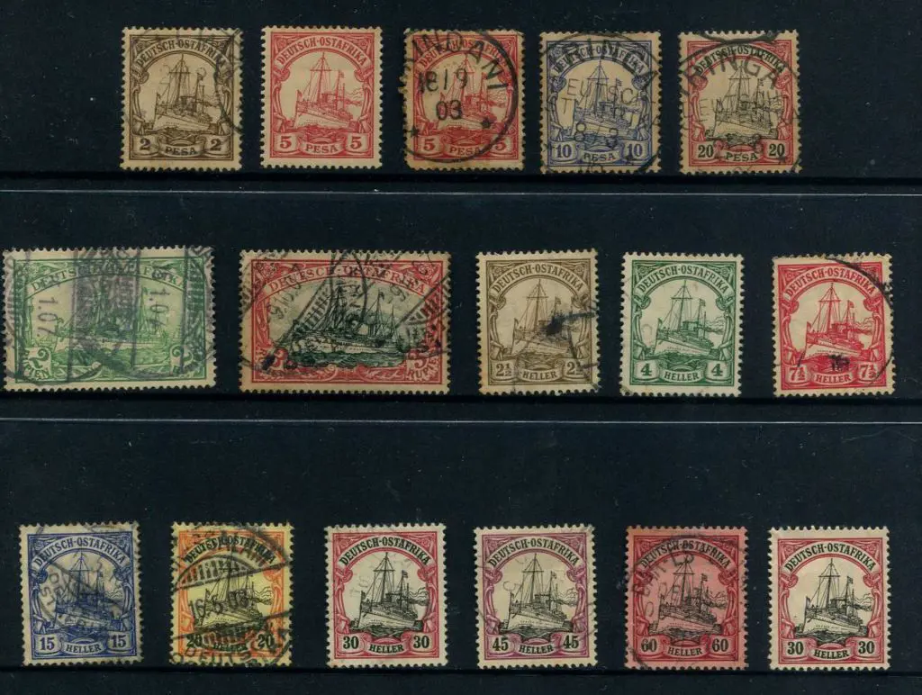 German East Africa 1901 2p, 5p, 10p, 20p used + 5p ... Image 1++