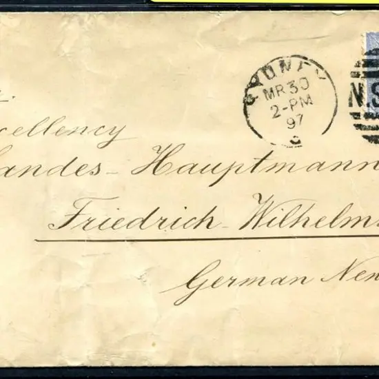 German New Guinea 1897 (30th Mar) incoming ...