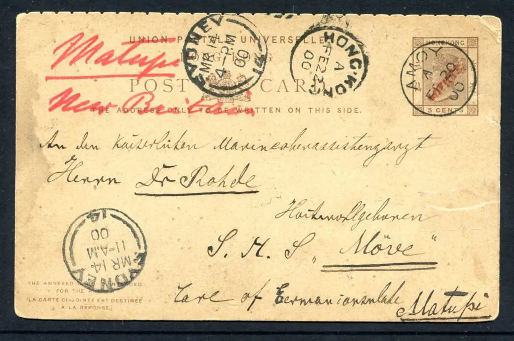 German New Guinea 1900 (20th Feb) Hong Kong 3¢ ... Image 1++