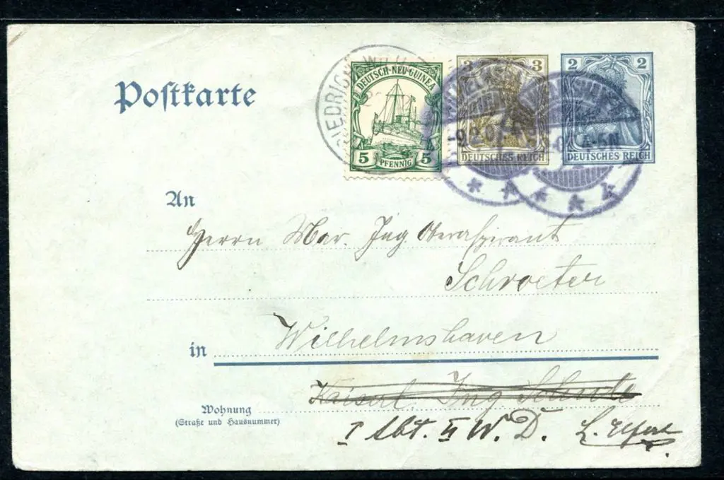 German New Guinea 1906 (23rd Dec) 5pf Yacht tied ... Image 1++
