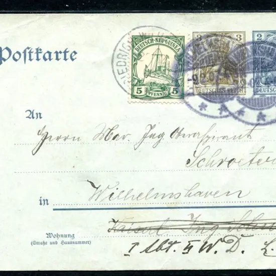 German New Guinea 1906 (23rd Dec) 5pf Yacht tied ...