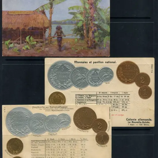 German New Guinea Postcards showing the currency ...
