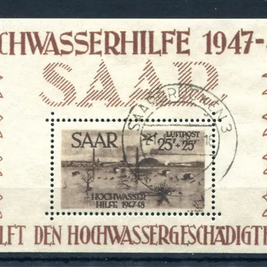 Germany-SAAR 1948 25f + 25f Flood Relief M/S with ...