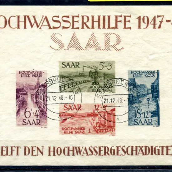 Germany-SAAR 1948 Flood Relief M/S with 4 stamps ...