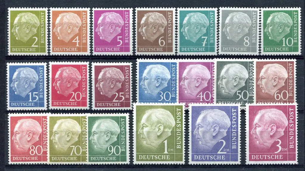 Germany-West 1954 3pf to 3m President Heuss set of ... Image 1++