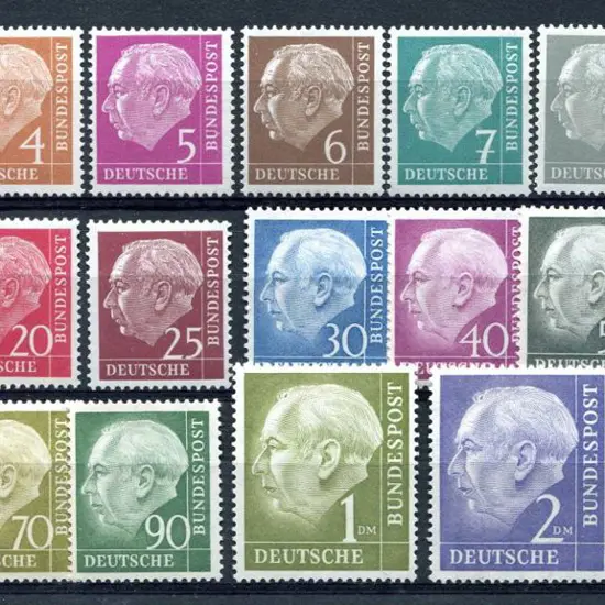 Germany-West 1954 3pf to 3m President Heuss set of ...