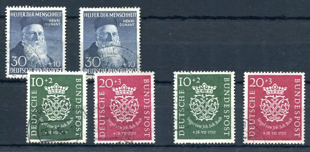 Germany-West 1950 Bach pair & 1952 30pf + 10pf ... Image 1++