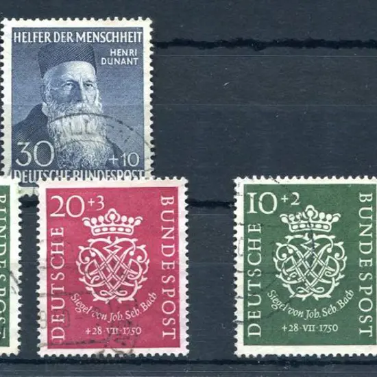 Germany-West 1950 Bach pair & 1952 30pf + 10pf ...