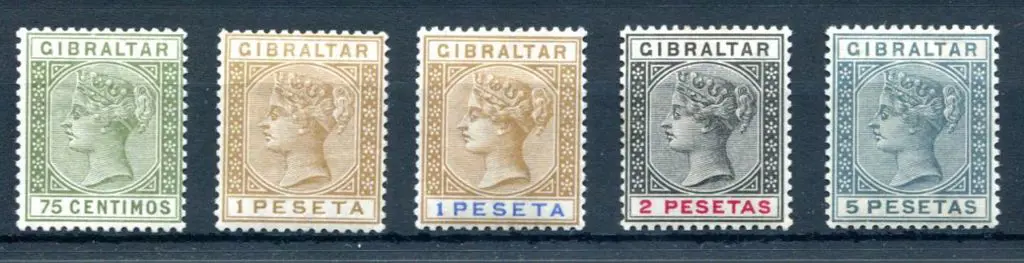 Gibraltar 1889/96 75c to 5p QV. Fine MLH with good ... Image 1++