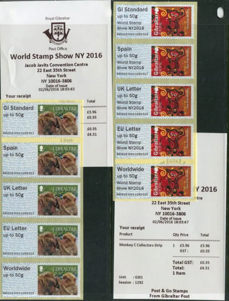 Gibraltar 2016 Year of the Monkey Post & Go ... Image 1++