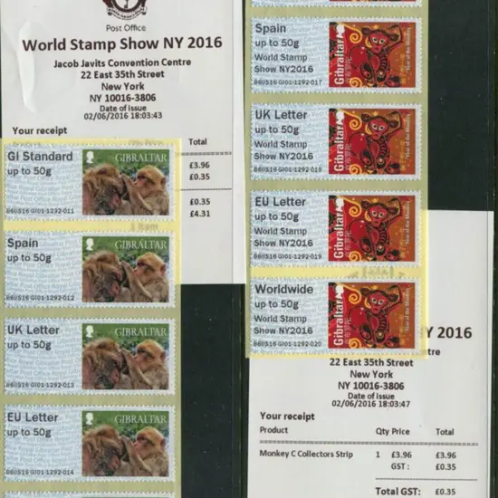 Gibraltar 2016 Year of the Monkey Post & Go ...