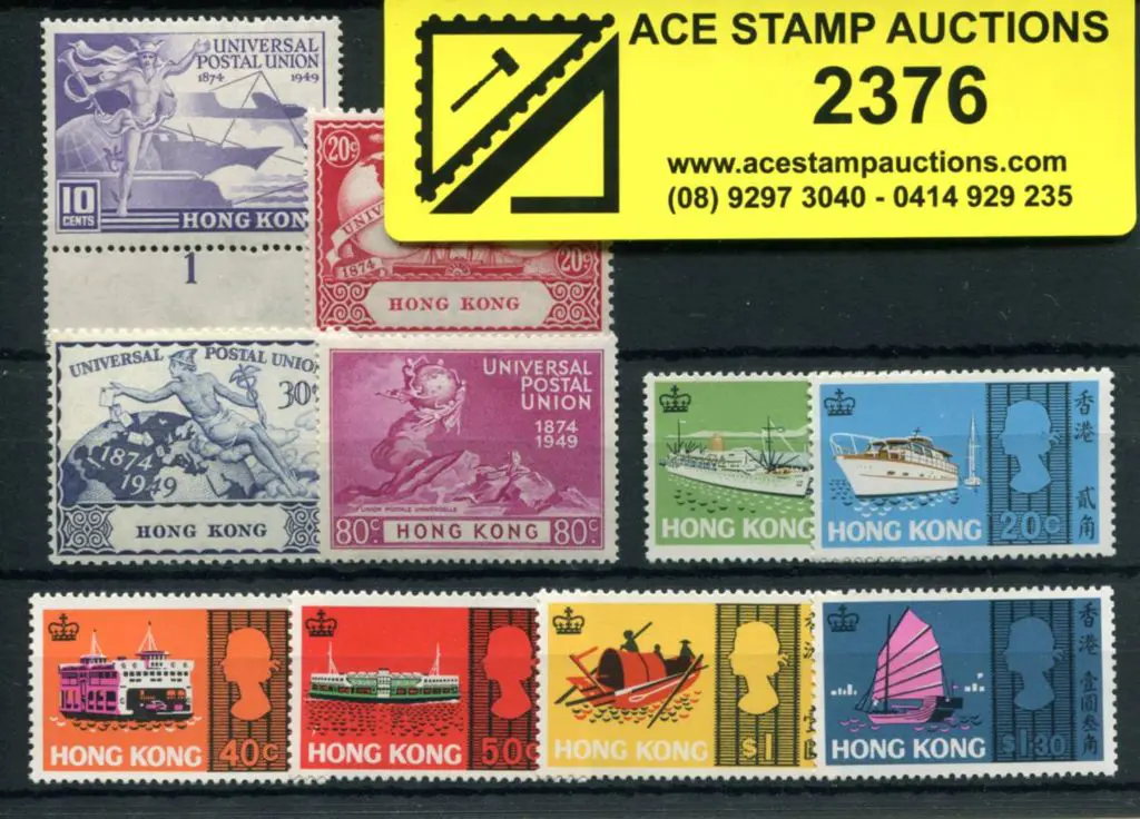 Hong Kong 1949 UPU set of 4 with 20c MLH & 1968 ... Image 1++