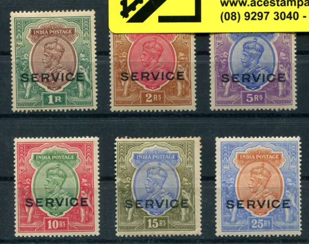 India 1912/13 1R to 25R KGV "SERVICE" with star ... Image 1++