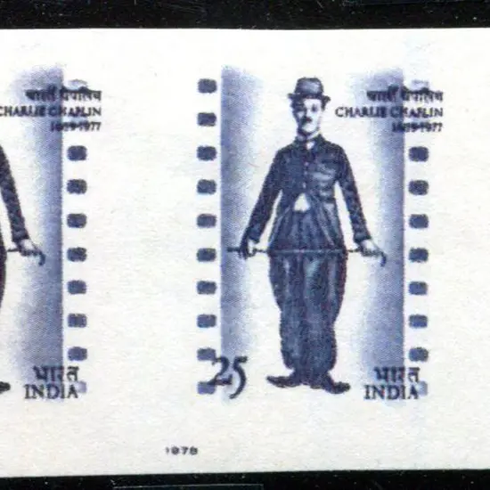 India 1978 Charlie Chaplan imperforate proof pair ...