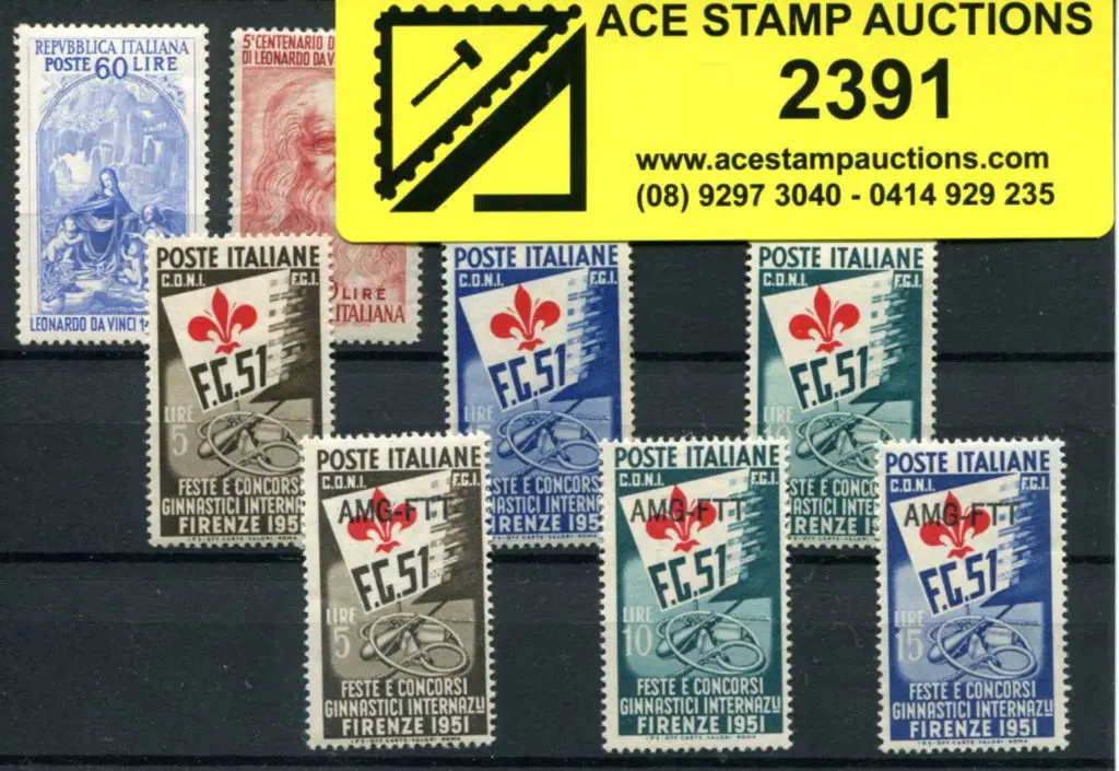 Italy 1951 Gymnastics plus set ovptd for Trieste ... Image 1++