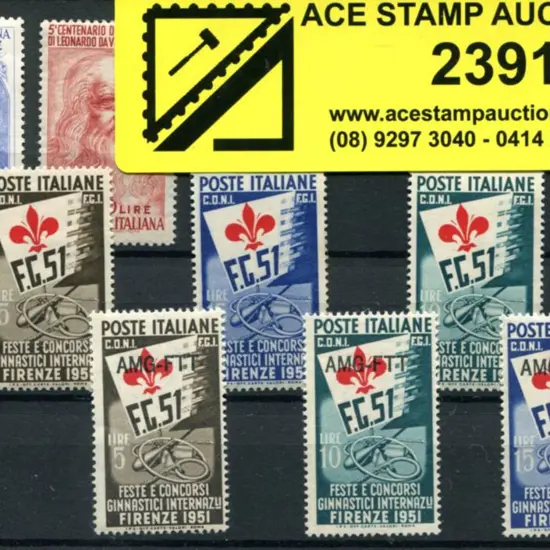 Italy 1951 Gymnastics plus set ovptd for Trieste ...