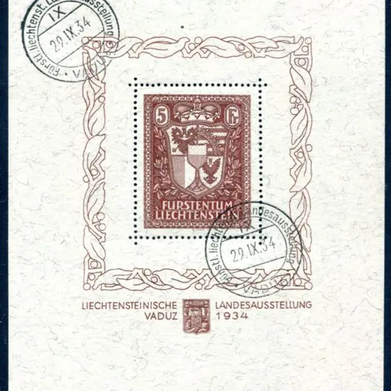 Liechtenstein 1934 5fr Vaduz Philatelic Exhib M/S ...
