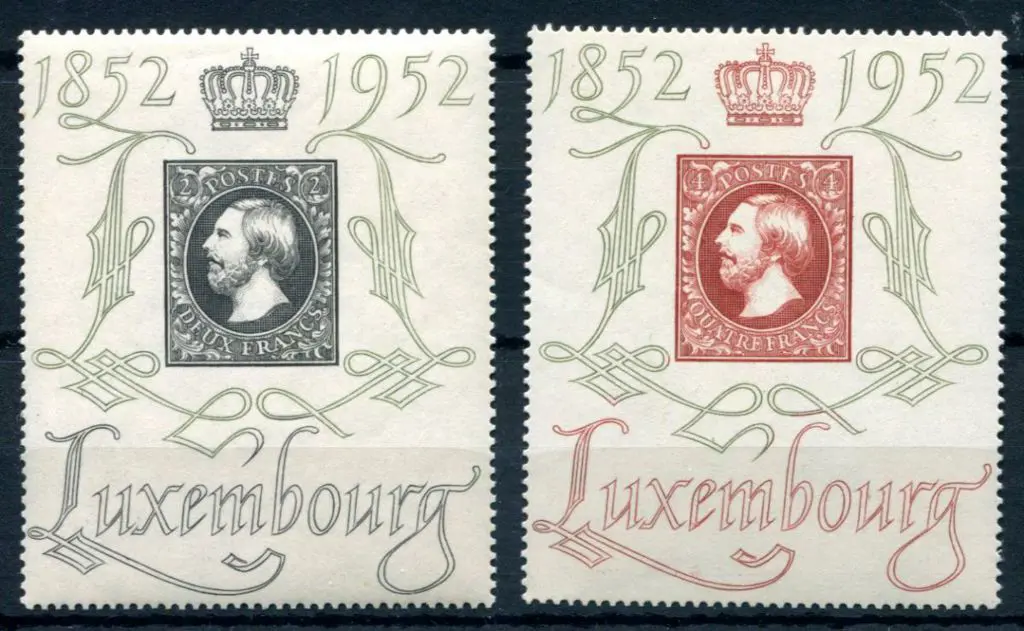 Luxembourg 1952 2f & 4f Stamp Cent. Fine MLH. SG ... Image 1++