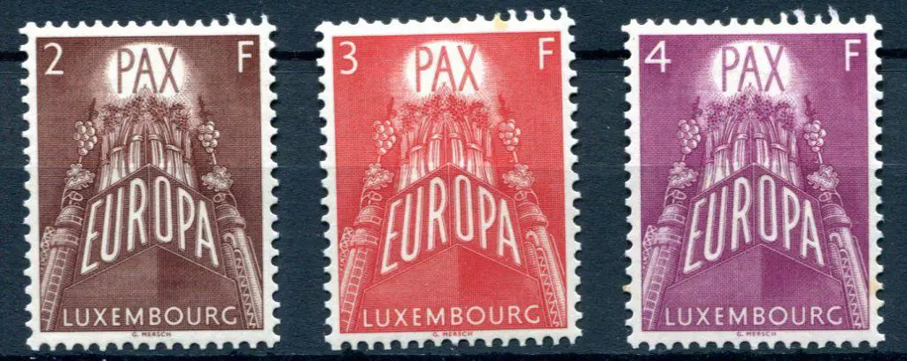 Luxembourg 1957 Europa set of 3. MLH but 2f has ... Image 1++