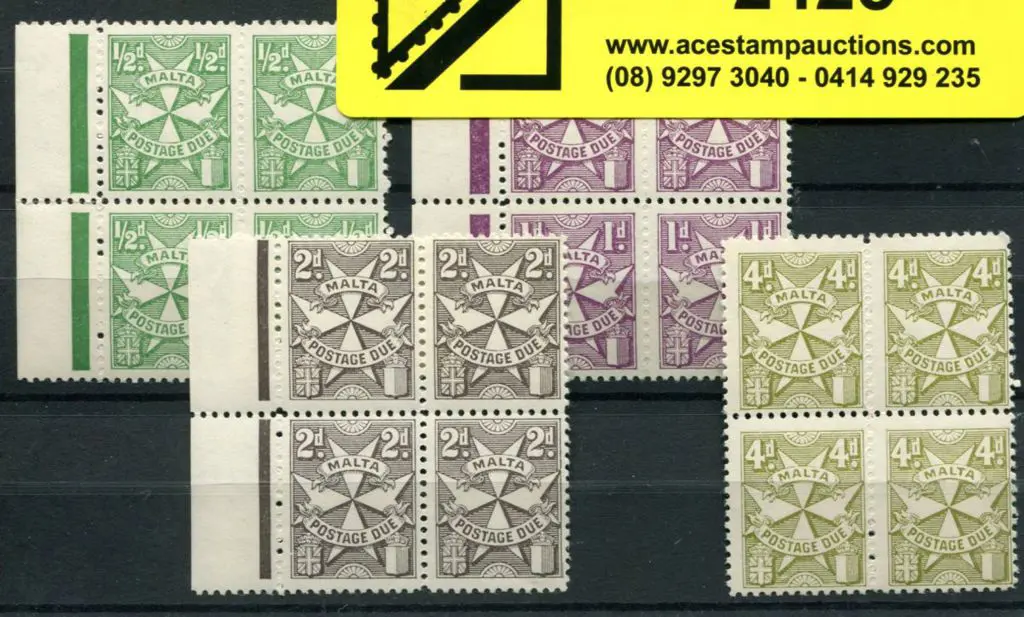 Malta 1967/70 1d to 4d Postage Dues set of 4 in ... Image 1++