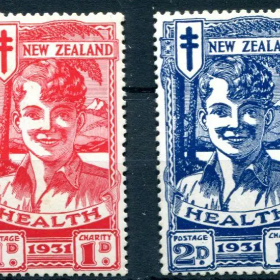 New Zealand 1931 Smiling Boys pair. MLH with 3 ...