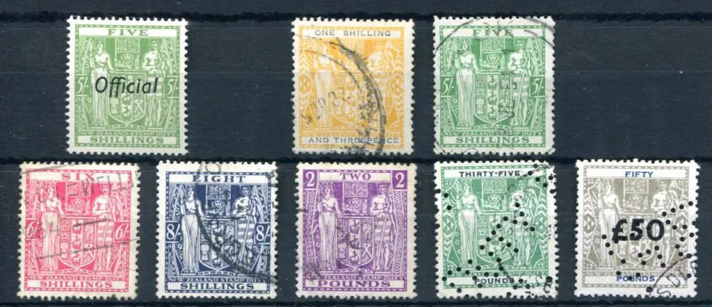 New Zealand 1931/58 "Arms" postal fiscals group ... Image 1++