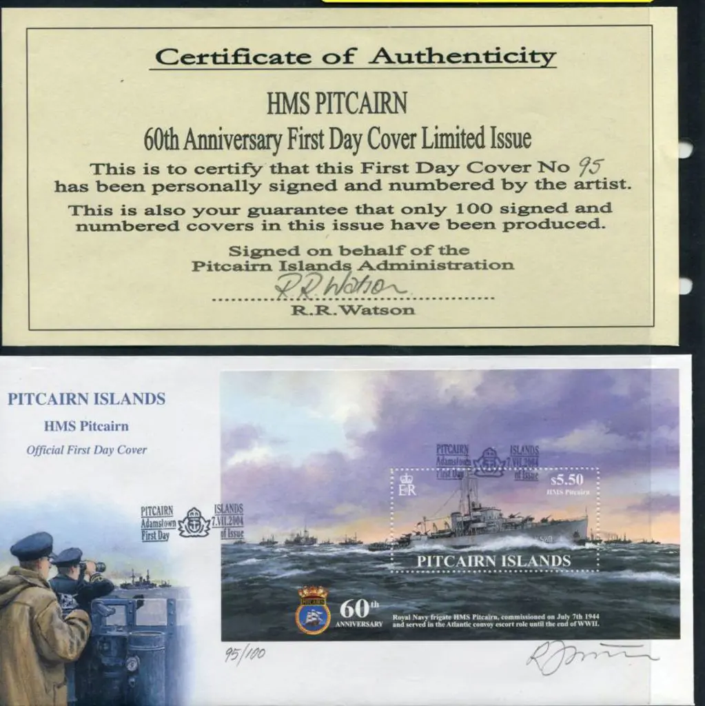 Pitcairn Island 2004 $5.50 HMS Pitcairn M/S on FDC ... Image 1++