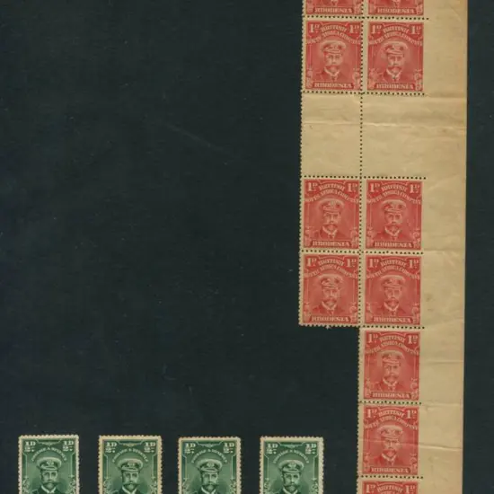 Rhodesia 1913/22 1d rose carmine gutter block from ...