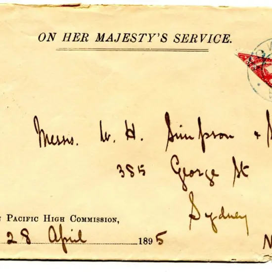 Samoa 1895 OHMS "Western Pacific High Commission" ...