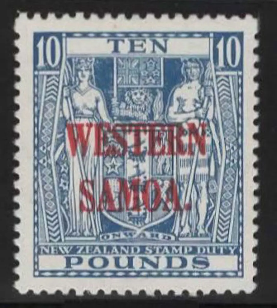Samoa 1935/42 £10 Arms in deep blue on Cowan ... Image 1++