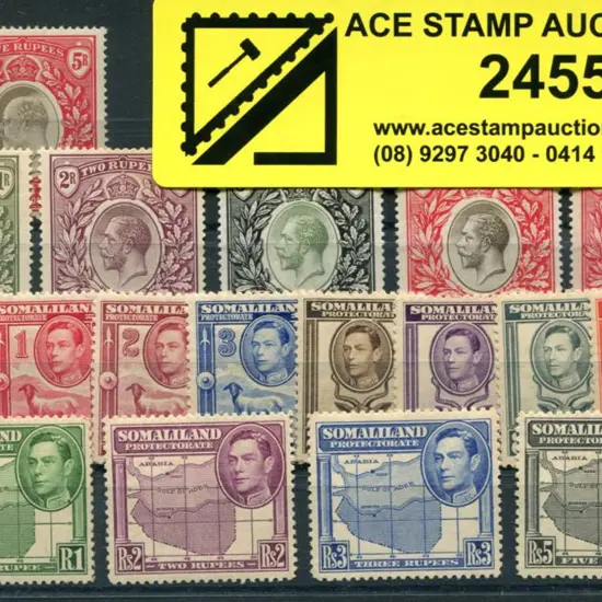 Somaliland Protectorate 1904 5R KEVII, 1912/19 3R ...