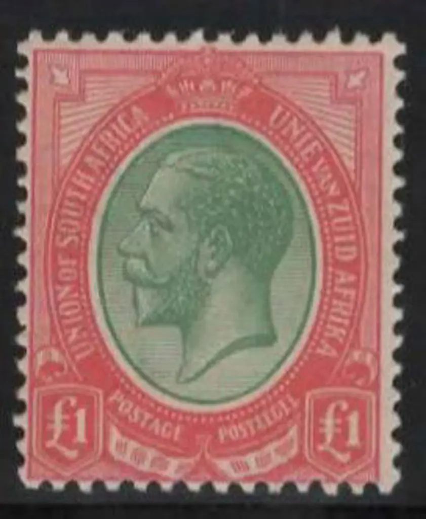 South Africa 1913/24 £1 green &amp; red KGV. Fine ... Image 1++