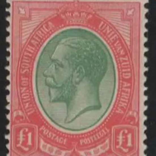 South Africa 1913/24 £1 green &amp; red KGV. Fine ...
