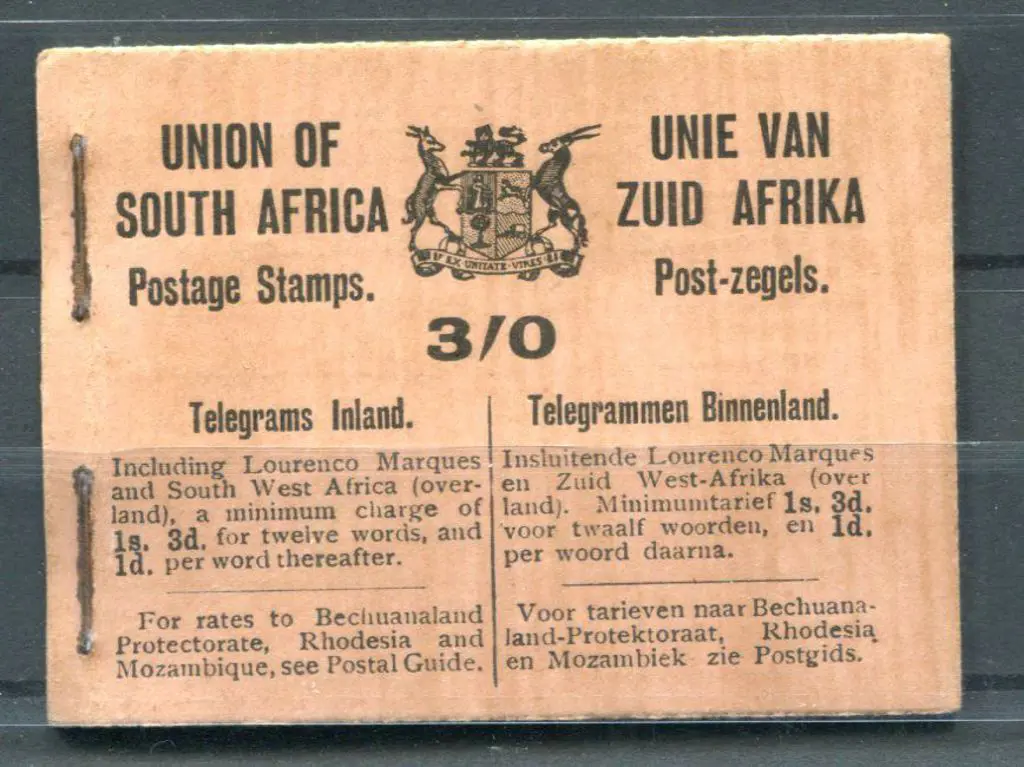 South Africa 1921 3/- booklet missing one pane of ... Image 1++