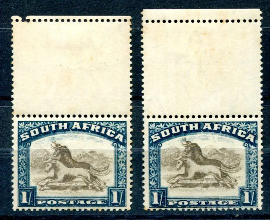 South Africa 1930/44 1/- brown & deep blue upper ... Image 1++