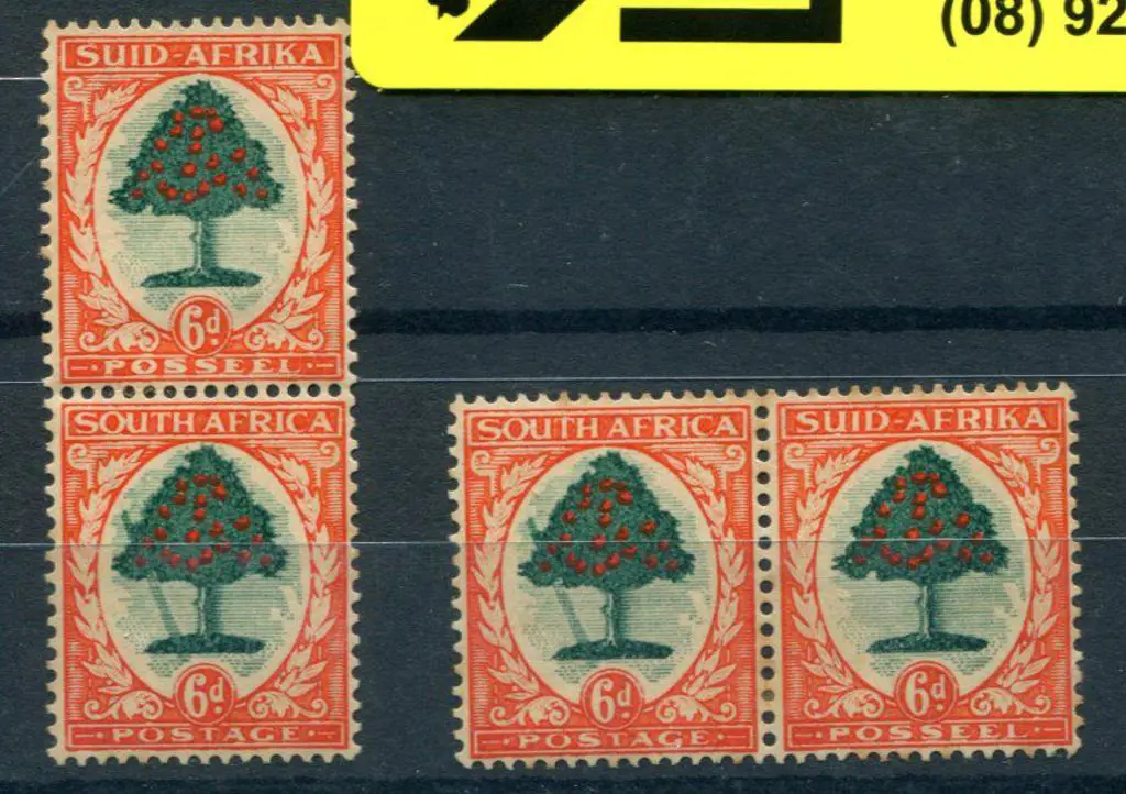 South Africa 1933/48 6d green & vermilion vertical ... Image 1++