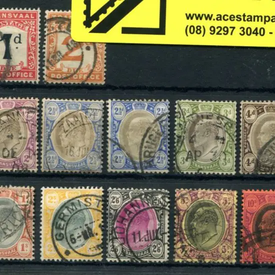 South Africa-Transvaal 1904/09 1d to £1 Mult Crown ...