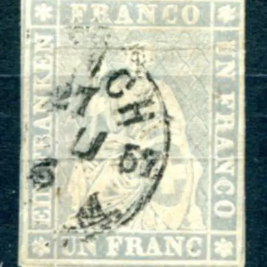 Switzerland 1854/62 1f grey-lilac Strubel with ...