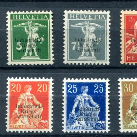 Switzerland 1918 3c to 30c ovptd Industrielle ...