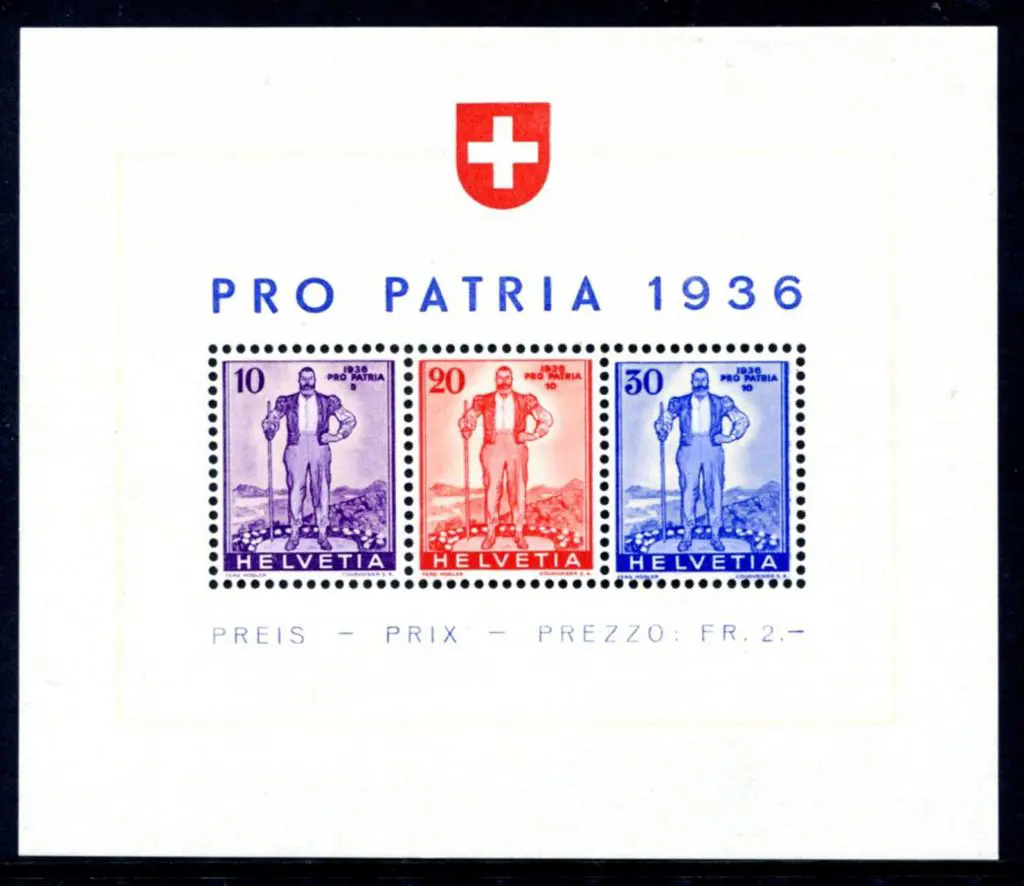 Switzerland 1936 National Defence Fund Miniature ... Image 1++