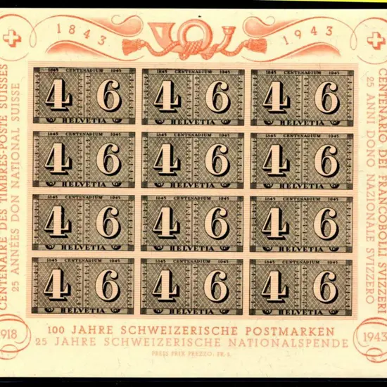 Switzerland 1943 Cantonal Stamp Centenary ...