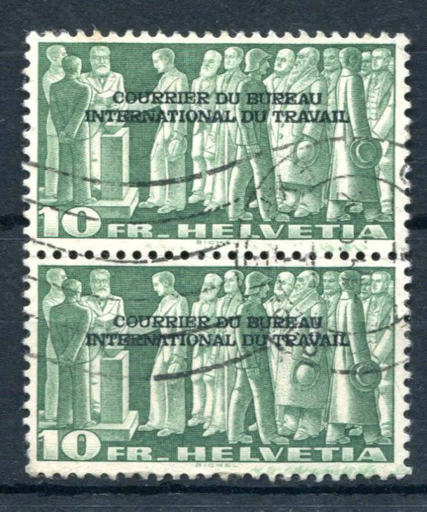 Switzerland-League of Nations 1944 10f pair used ... Image 1++