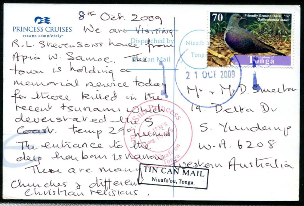 Tonga 2009 (21st Oct) Princess Cruises postcard ... Image 1++