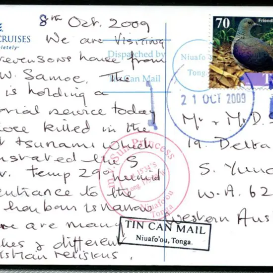 Tonga 2009 (21st Oct) Princess Cruises postcard ...