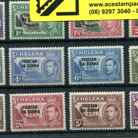 Tristan da Cunha 1952 KGVI set of 12 to 10/- ...