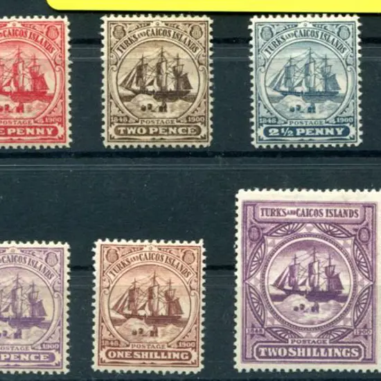 Turks & Caicos 1900/04 Island badge set of 9 plus ...