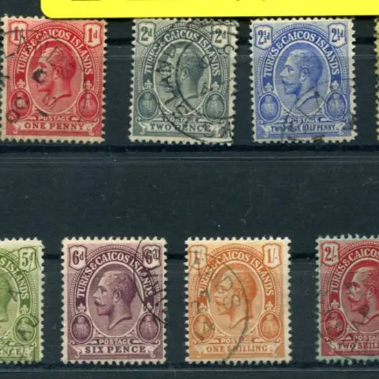 Turks & Caicos 1913/21 ½d to 3/- KGV set of 11 ...