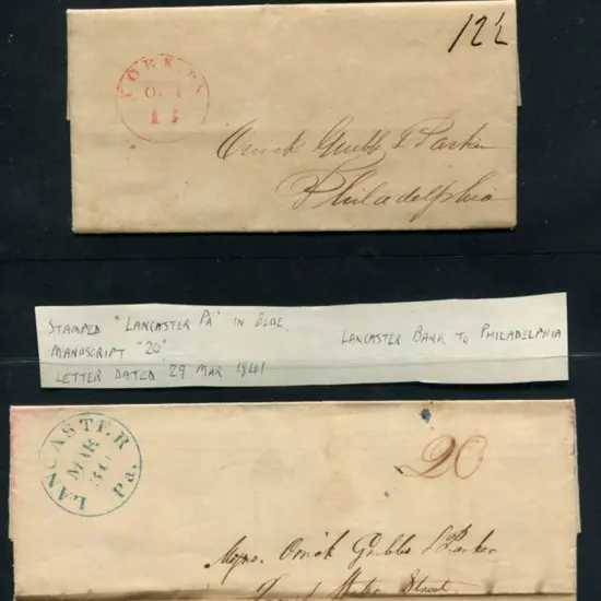 USA 1840 & 1841 stampless letters to Philadelphia ...