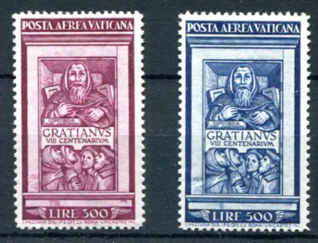 Vatican 1951 300L & 500L Decree of Gratian Airs ... Image 1++