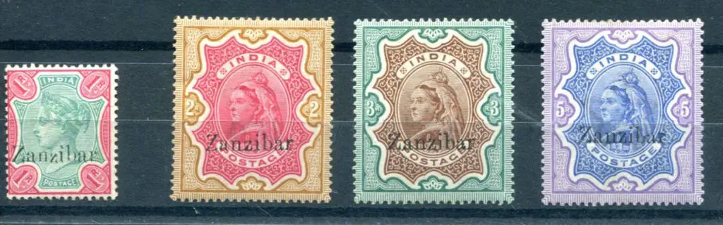 Zanzibar 1895/96 ovpts on India 1R with small ... Image 1++